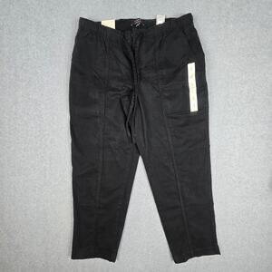 NWT Banana Republic Medium Black Tapered Mid Rise Ankle Chino Drawstring Waist